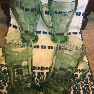 Coca Cola Green Glass Mugs